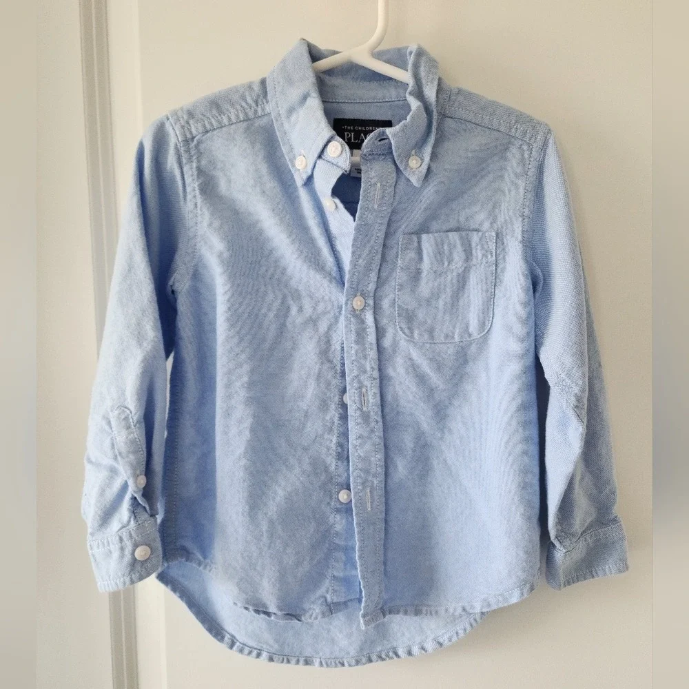 Kids sz 3T Light Blue Long Sleeve Button Down Oxford Shirt Denim‎ Cowgirl Cowboy